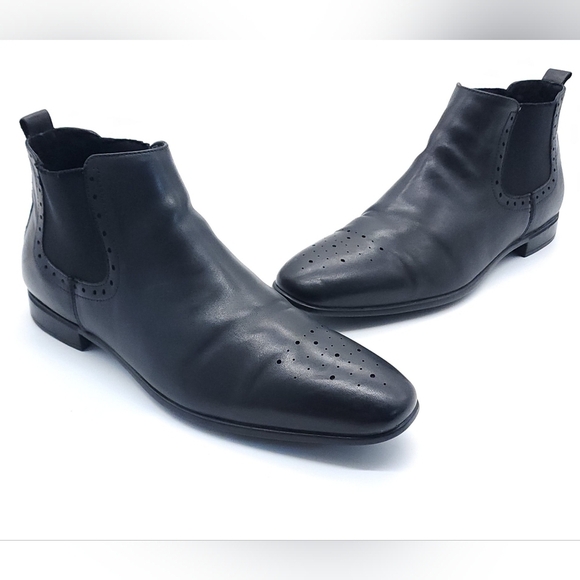 Charles Jourdan Paris Chelsea Ankle Black Leather Boots Carter Men's Size 12D - Picture 1 of 9